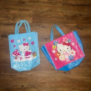Two small reusable Hello Kitty Sanrio tote bags in good condition